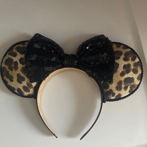 Etsy Disney inspired Leopard Print Mouse Ears Headband with Black Sequin Bow